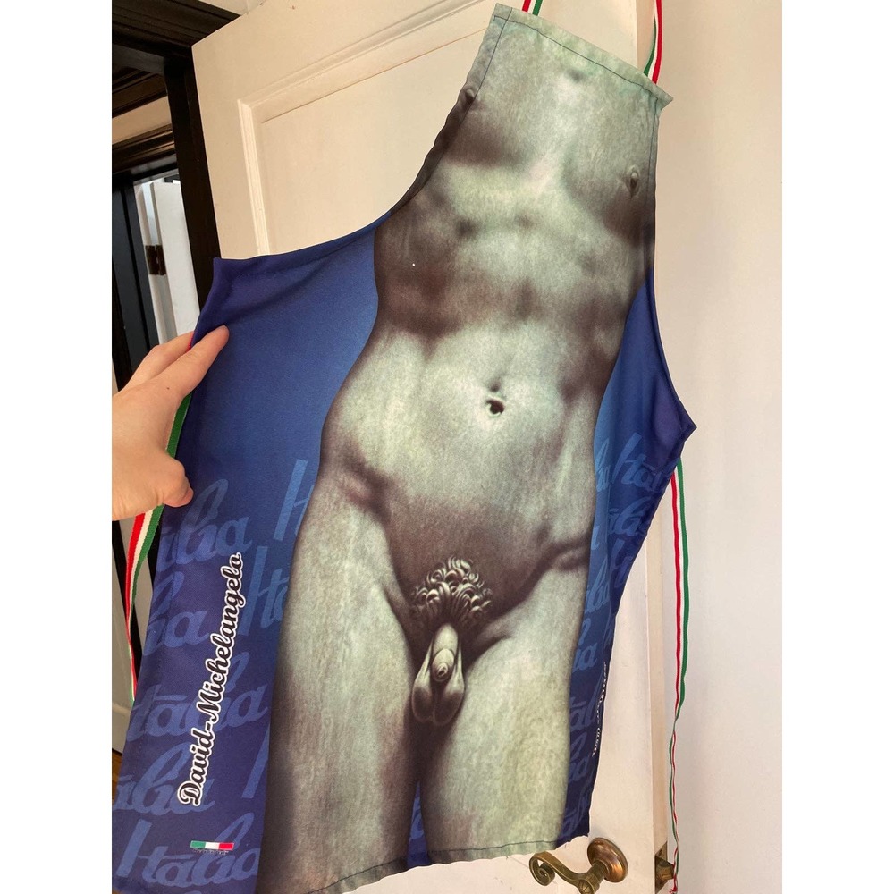 Funny Apron Michelangelo David Statue Naked. Made In Italy